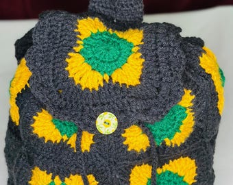 Handmade Jamaican-Inspired Crochet Backpack