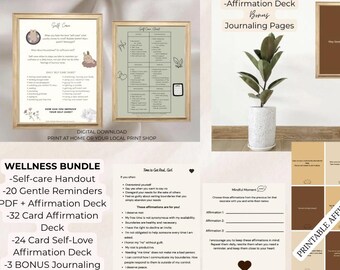 Wellness Bundle | Self-love Affirmation Cards | Self-care Handout | Gentle Reminders | Printable (Digital Download)