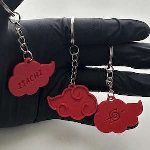 Akatsuki Red Cloud Keychain, Naruto Inspired Shinobi Backpack Accessory, PETG Plastic