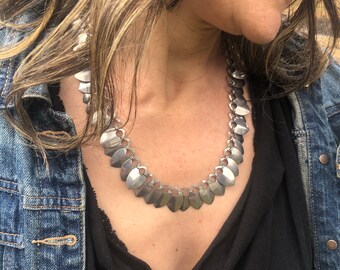 Scale necklace, Stainless Steel Scale Necklace, Stainless scale jewelry, Stainless necklace, Handmade chain jewelry