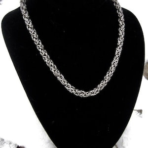 Stainless Byzantine Chainmail Necklace, Unisex chainmaille necklace, Stainless Steel necklace