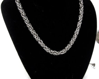 Stainless Byzantine Chainmail Necklace, Unisex chainmaille necklace, Stainless Steel necklace