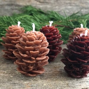 Set of 5 Pinecone shaped Pure Beeswax candles image 2