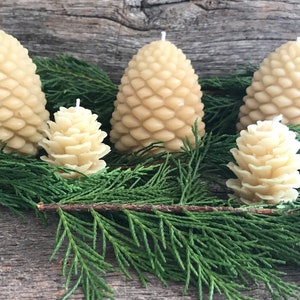 5 Pinecone Shaped Beeswax Candles // 3 big // 2 small