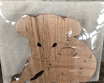 Handmade Wooden Koala Puzzle with Storage Bag