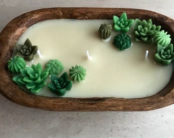 Succulent Beeswax Dough Bowl Candle | All Natural