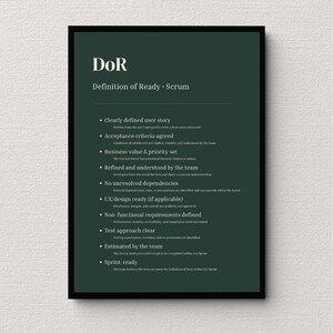 Póster de definición de DoR (A3) / Guía para equipos Scrum y Agile / Desarrollador de software