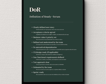 DoR Definition of Ready Poster (A3) | Scrum & Agile Team Guide | Software Developer