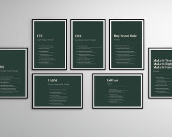 Software Development Principles Poster Set A3 | KISS DRY YAGNI Fail Fast | Clean Code | Dev pdf Download