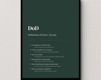 DoD Definition of Done Poster (A3) | Scrum & Agile Team Guide | Software Developer