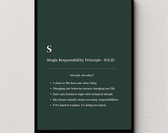 SOLID Principles Poster Set | Clean Code Reference, Software Design Wall Art (PDF)