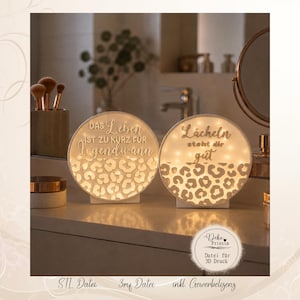 2 different light boxes, leopard print, smile, STL | 3D print file | 3MF | LED decoration | Digital download, incl. small commercial license