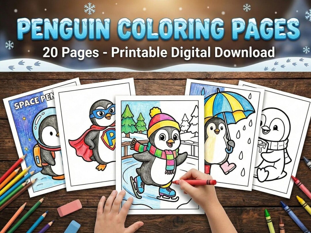 20 Simple Penguin Coloring Pages for Kids, Bold & Easy Winter Activity ...