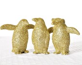 Goldglitter Pinguine metallischen Dekoration für Partys, Hochzeiten, Tablescapes oder Kinderzimmer Dekor, Geburtstag Party Zuhause Decor.Cake Toppers.Set 3