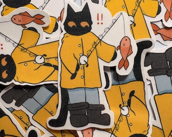 Sticker visser kat