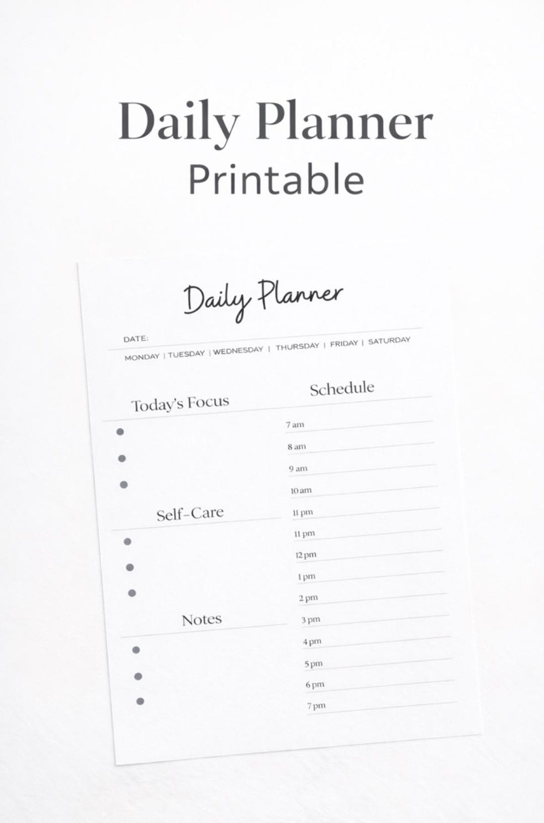 Minimalist Daily Planner Printable | Simple To-do List & Schedule ...