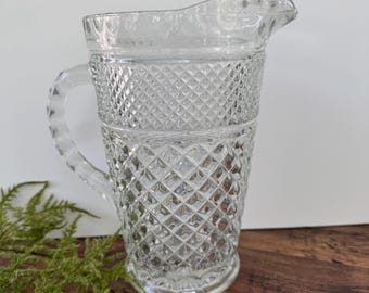 Vintage Anchor Hocking Wexford Crystal Glass Pitcher