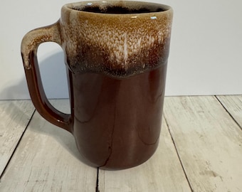 Vintage McCoy Pottery Brown Drip Tall Mug | 1970s Stoneware Coffee Mug