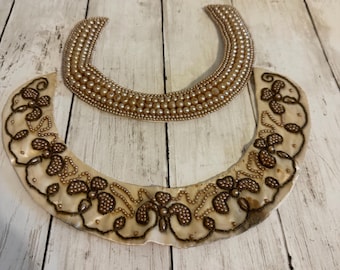 Vintage Beaded Collar Lot | Faux Pearl, Embroidered Costume Accessories