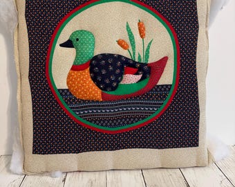 Vintage Unfinished Mallard Duck Quilt Block on Frame I Country Farmhouse Quilt Kit | Primitive Wall Hanging Craft Project