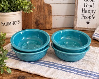 Juego de 4 fruteros vintage Fiesta Turquoise de 11,4 cm (4,5 pulgadas) de Homer Laughlin Fiestaware