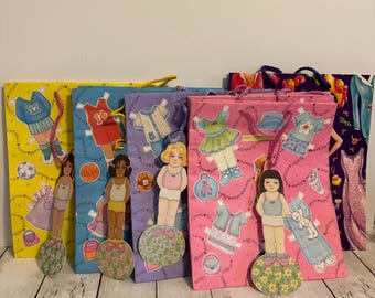 Vintage Renaissance Gift Bags Paper Doll Birthday Bags Set Of 9