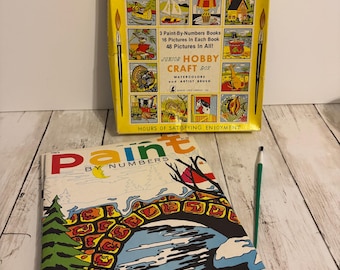 Vintage Paint By Numbers Junior Hobby Craft Box Samuel Lowe Art Set