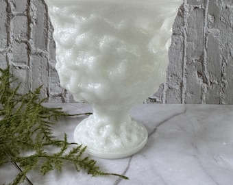 Vintage E.O. Brody Co. Crinkled Milk Glass Pedestal Planter/Vase