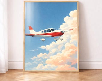 Piper Cherokee Aircraft Poster: Minimalist Aviation Wall Art, Pilot Gift
