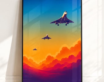 Concorde Final Arrival at Heathrow – Three Concordes Aviation Wall Art Print | Inspired by the Historic Farewell Flight