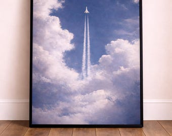 Concorde Supersonic Jet Poster: Aurora Sky Aviation Wall Art Print