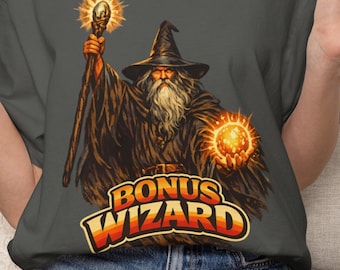 Retro Bonus Wizard spelautomatskjorta | Vintage 70-talskasino | Jackpot Energy-tröja