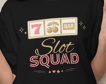 Slot Squad T-Shirt, Retro Kasino Spielautomat Grafik, Vegas Trip Outfit