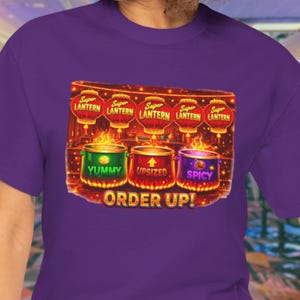 Camiseta de máquina tragamonedas Order Up / Camiseta de casino Hot Pots / Camiseta de juego de ronda de bonificación de Las Vegas