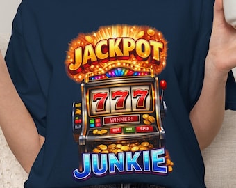 Jackpot Junkie Spelautomatskjorta | Casino 777 Graphic Tee | Vegas Trip T-shirt