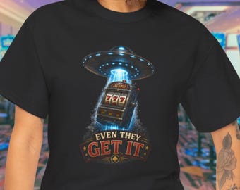 Rolig kasino-T-shirt: Retro UFO-spelautomat - Vintage-stil