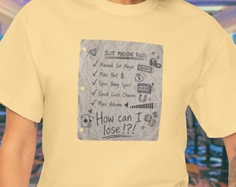 Spelautomat-T-shirt, kasinohumor, anteckningsboksmodell (unisex S-XXL)