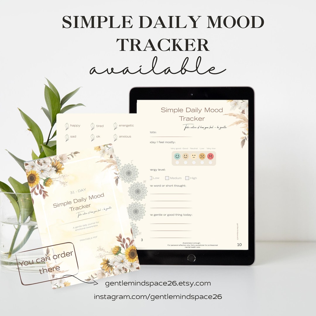 31 Day Mood Tracker Printable | Mental Health Journal (PDF Download A4 ...