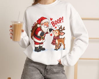 Santa Boop Rentröja, Rolig Jultröja, Söt Jultröja, Julklappströja, Julklappströja