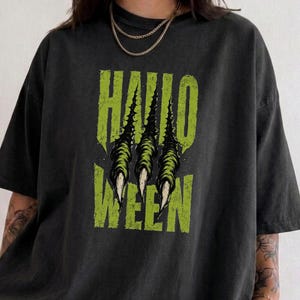 Halloween T-Shirt, Monster Claw Comfort Colors 1717 Tee, Retro Horror Graphic Shirt