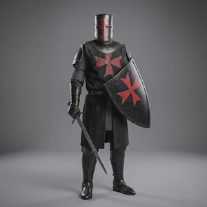 Medieval Knight  Templar Suit with Surcoat - Full Body Costume for Historical Reenactment, Cosplay & Roleplay  | Halloween Costume