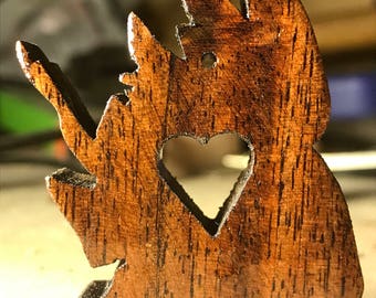 Hand carved from walnut Groot keychain/necklace/pendant (with optional heart)