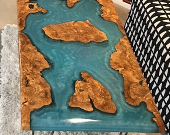 Handmade "Virgin Olive Islands" Epoxy-poured Coffee Table