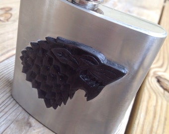 Hand geschnitzt Eisflasche des Hauses Stark - Direwolf