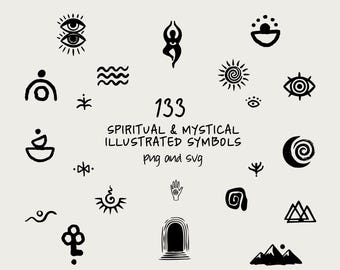 Spiritual Mystical Clipart Symbols and Illustrations Transparent PNG SVG Bundle | Commercial Use