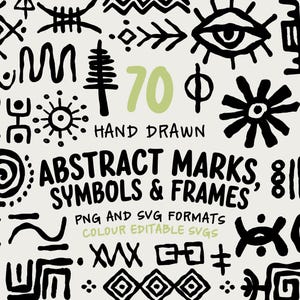 Abstract Marks SVG PNG Bundle, Hand Drawn Symbols, Shapes & Patterns, Doodle Clipart with Bonus Frames, Commercial Use