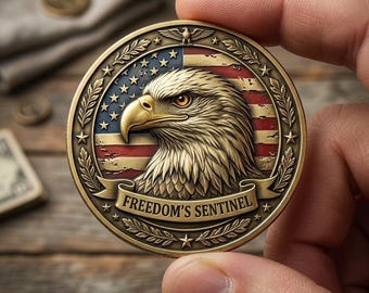Challenge Coin Patriotic Vintage Collectible Display Custom Engraving Veteran Gift Veterans Day