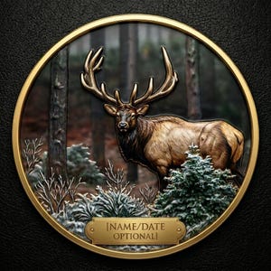 Custom Elk Hunting Coin, Personalized Hunter Gift, Winter Wildlife Token, Engravable Keepsake, Outdoorsman Trophy, Elk Antler Collectible