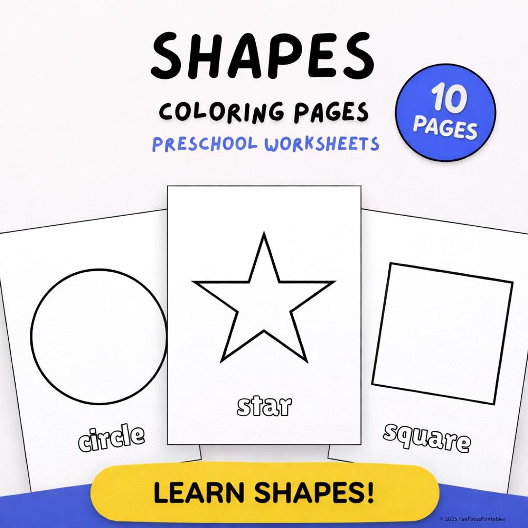 Shapes Coloring Pages for Kids | Preschool Shapes Printable PDF - Etsy