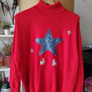 Handmade Upcycling Patchwork Pullover Vintage
